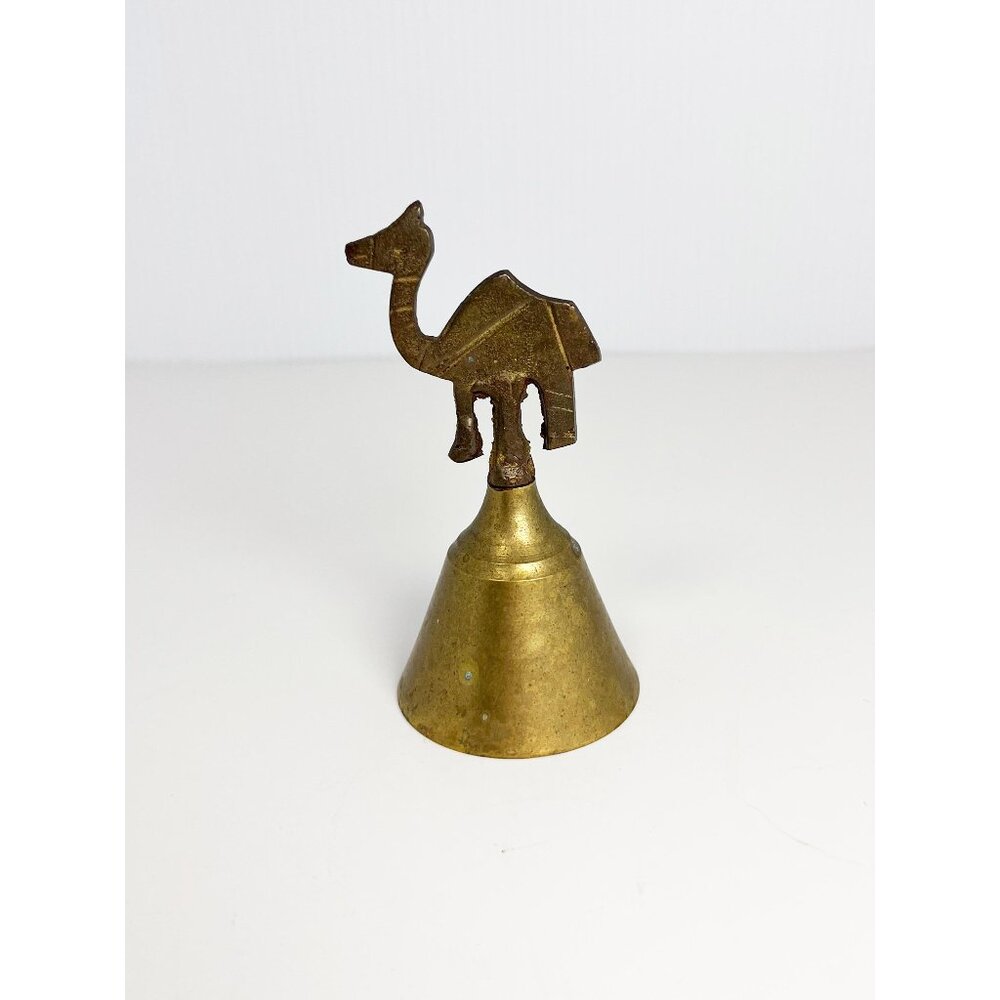 Vintage small brass camel bell - patina, rustic charm